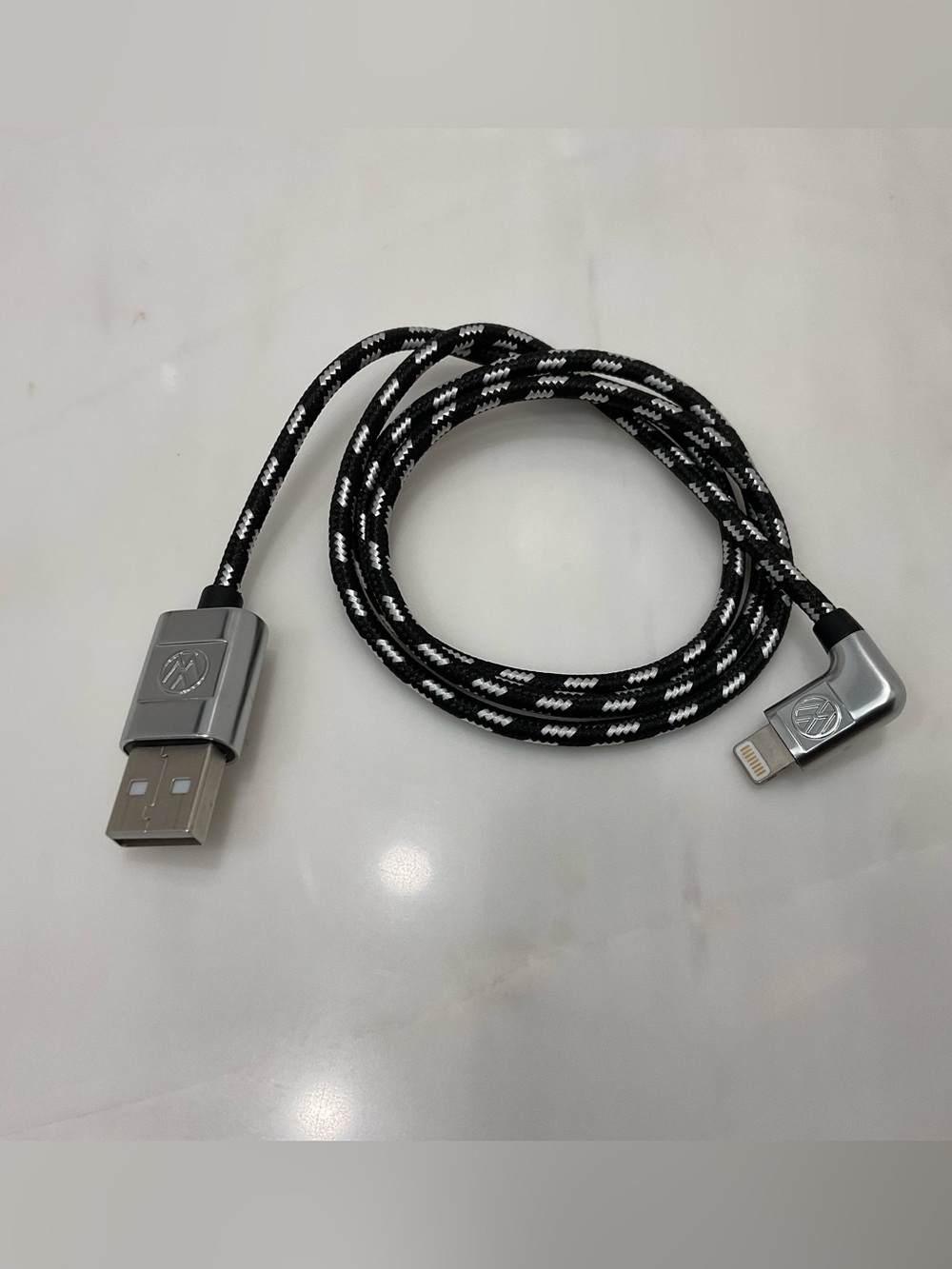 VW USB-A to LIGHTNING Braided Charging Cable - 29” long BLACK - R59